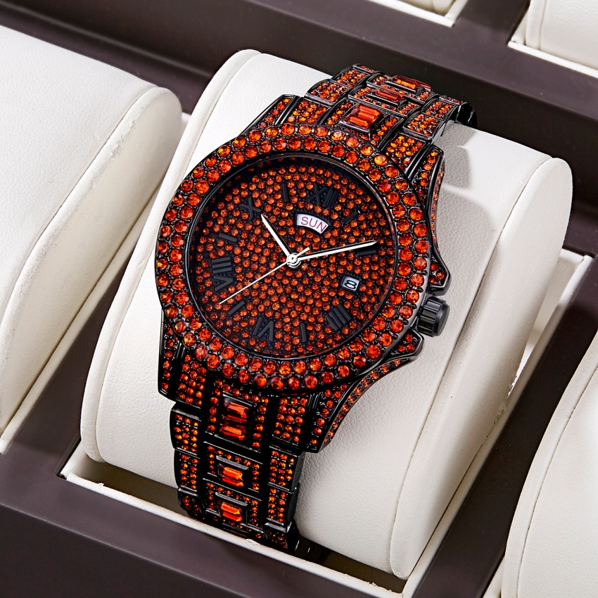 Luxury Watch Iceberg - Lüks Hip Hop Paslanmaz Çelik Kırmızı