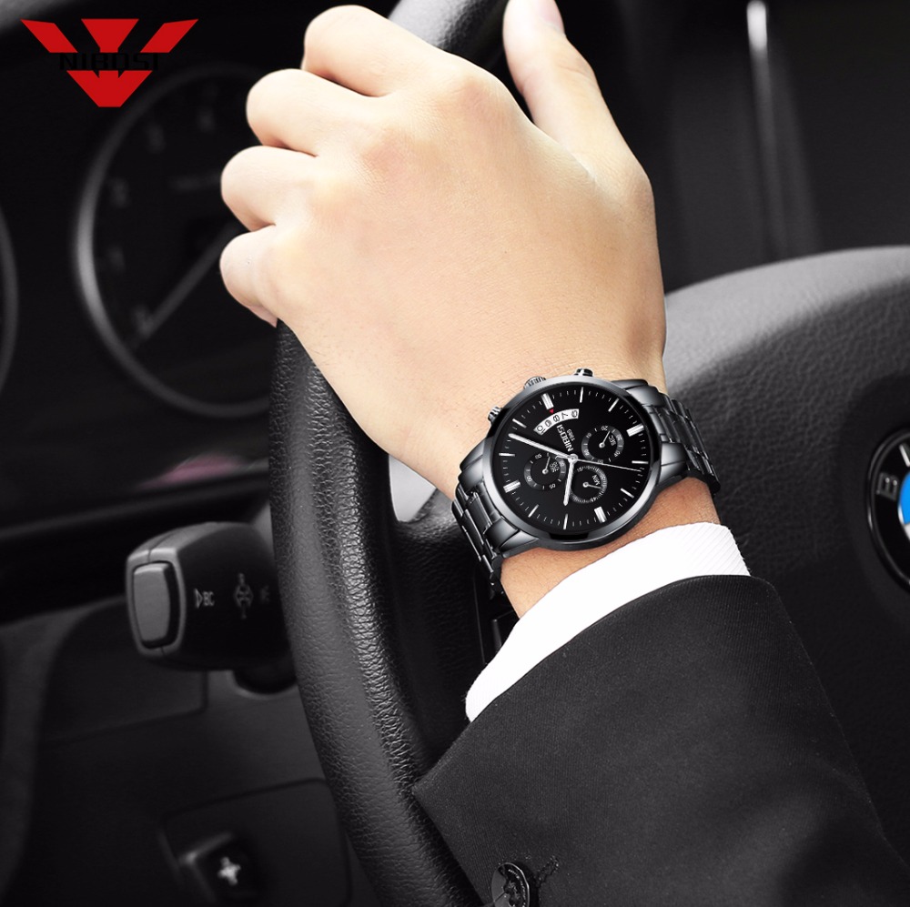 NIBOSI paslanmaz çelik siyah Q - Luxury Watch Top 10 incelemesi ve fiyatı