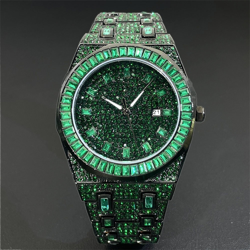 2024 Hip Hop Yeşil Elmas Saat  - Luxury Watch Iceberg incelemesi ve fiyatı