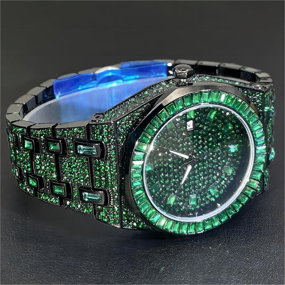 2024 Hip Hop Yeşil Elmas Saat  - Luxury Watch Iceberg incelemesi ve fiyatı